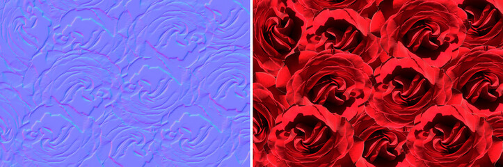 Background with red roses in normal map