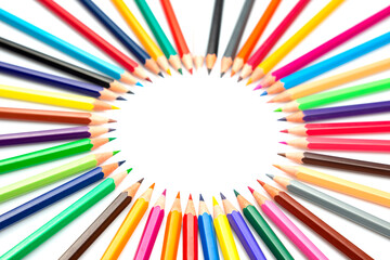 color pencil. set of colored pencils for drawing on a white background. artistic creativity of...