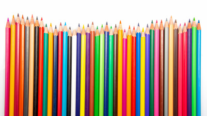 set of colored pencils for drawing on a white background. tool for artistic creativity drawing....