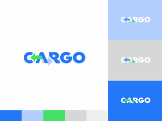 cargo shipping corporation branding identity logo guideline template with corporate colour palette and logotype variations