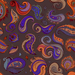 Floral traditional Indian paisley titled background. Seamless pattern for your design.