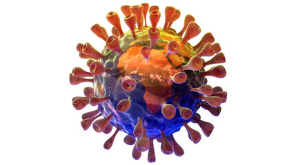 Corona virus covid 19 and world with clipping path