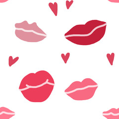 Digital Illustration Valentines Day Lips Pattern for Wrapping paper and Fabric textile