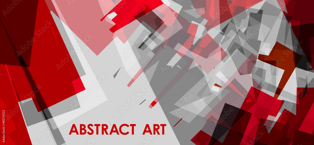 Poster red, black and gray geometric abstraction. vector graphics