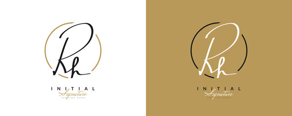 RH Initial Logo Design with Elegant Handwriting Style. RH Signature Logo or Symbol for Wedding, Fashion, Jewelry, Boutique, Botanical, Floral and Business Identity