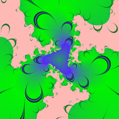 Green purple leaves, abstract fractal, design