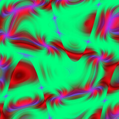 Red green waves, abstract colorful background