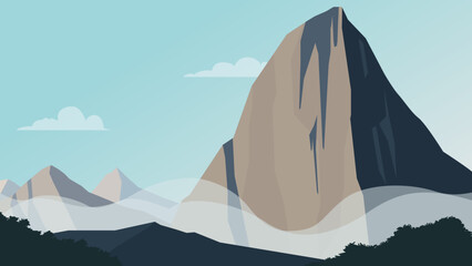 Big mountain with humid forest and clear sky