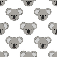 Seamless vector illustration with a koala on a white background.