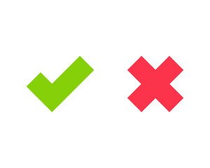 Check marks. Tick and cross vector icons. Yes and No symbols. Vector illustration