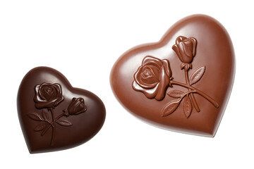 Heart shaped chocolates isolated on white background. Valentine's day concept.