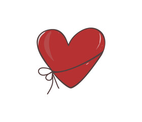 Hand drawn red heart. Suitable for a postcard.  Vector 