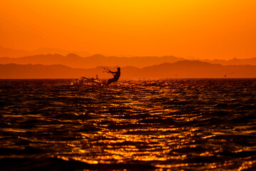 Sunset kiteboarding