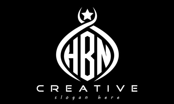 HBN three letters monogram curved oval initial logo design, geometric minimalist modern business shape creative logo, vector template	
