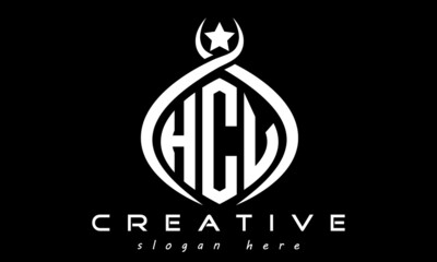 HCV three letters monogram curved oval initial logo design, geometric minimalist modern business shape creative logo, vector template	

