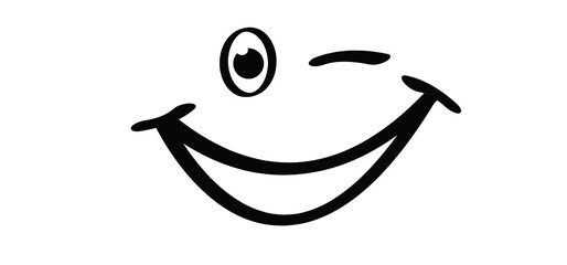Happy world smile day, big smiling face. Fun comic thoughts emotion. Vector cartoon laugh sign.