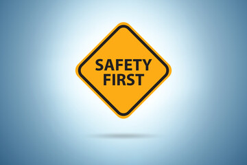Safety first badge in industrial safety concept