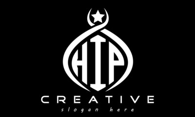 Naklejka na ściany i meble HIP three letters monogram curved oval initial logo design, geometric minimalist modern business shape creative logo, vector template 