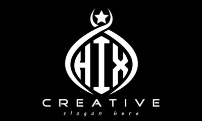 Naklejka na ściany i meble HIX three letters monogram curved oval initial logo design, geometric minimalist modern business shape creative logo, vector template 