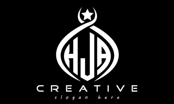 HJA three letters monogram curved oval initial logo design, geometric minimalist modern business shape creative logo, vector template	
