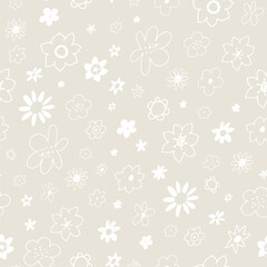 Simple little flowers vector seamless pattern background