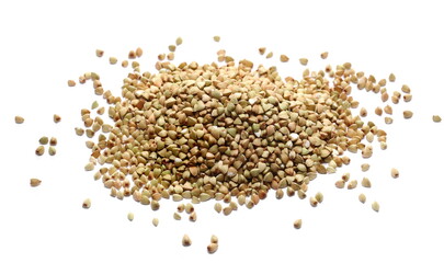 Buckwheat pile isolated on white background 