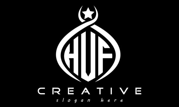 HVF three letters monogram curved oval initial logo design, geometric minimalist modern business shape creative logo, vector template	