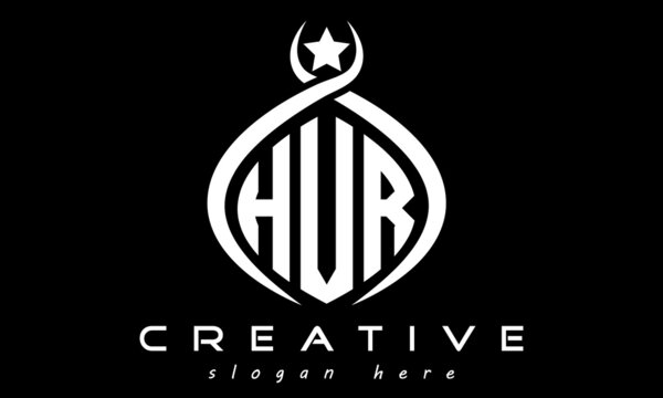HVR three letters monogram curved oval initial logo design, geometric minimalist modern business shape creative logo, vector template	