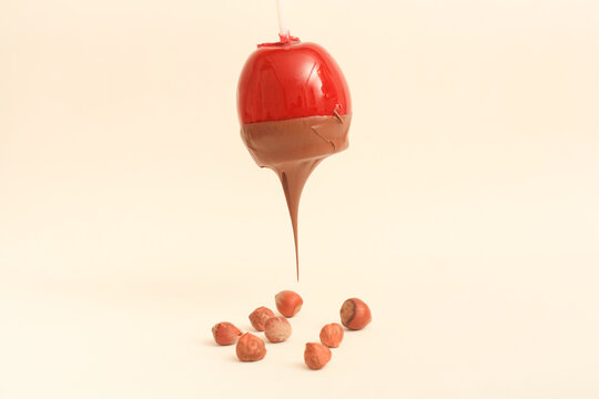 Delicious-looking Candy Apple On A Plain White Background And 
Chocolate. Candy Apple, Chocalate