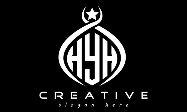 HYH three letters monogram curved oval initial logo design, geometric minimalist modern business shape creative logo, vector template	
