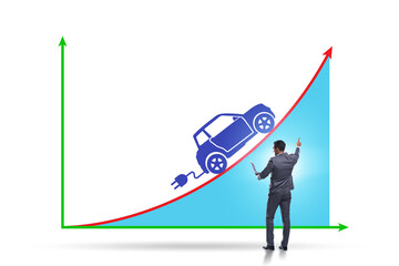 Growth of electric car usage concept