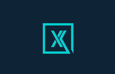 blue line X alphabet letter logo icon design. Creative template for company and business