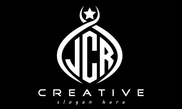 JCR three letters monogram curved oval initial logo design, geometric minimalist modern business shape creative logo, vector template	
