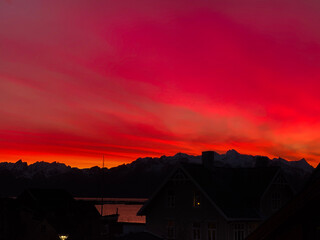 Naklejka na ściany i meble Sunset in the city Melbu Norway