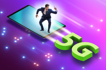 5G technology telecommuications concept - isometric projection