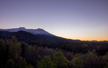 Sunset over volcano mocho choshuenco