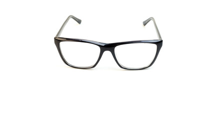 eyeglasses on a white background with a black rim