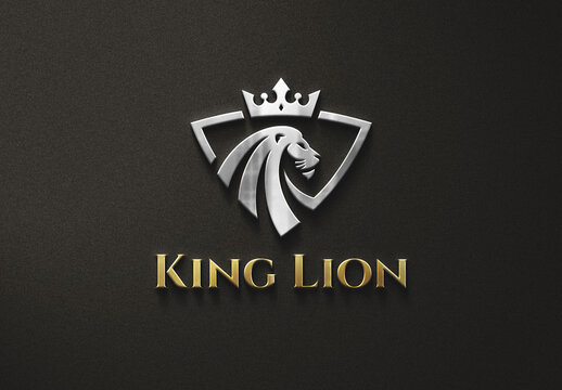 Polished Metal Wall Sign Logo Mockup