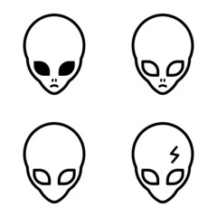 Alien Flat Icon Set Isolated On White Background