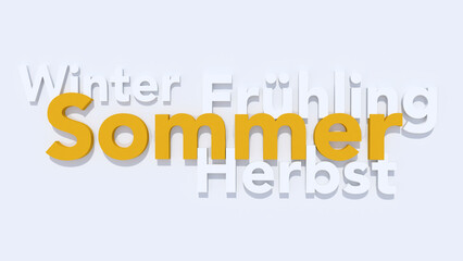 Wort Text Sommer in Farbe gelb