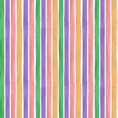 Watercolor seamless pattern with multi color stripes in pastel colors