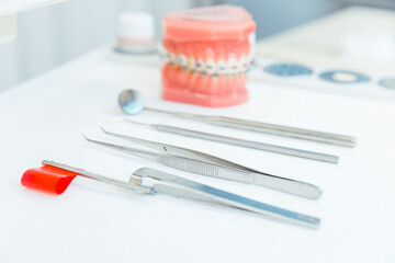 Teeth dental medical equipment steel tools with denture