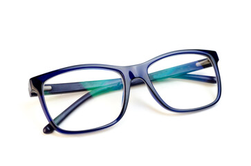 eyeglasses on a white background with a black rim