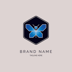hexagonal butterfly logo icon template design for brand or company and other