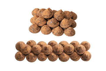 Chocolate truffles isolated on a white background.