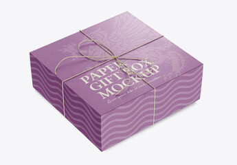 Cardboard Gift Box Mockup