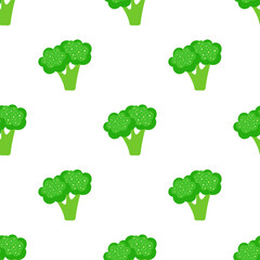 seamless pattern with cartoon broccoli, vector illustration