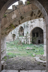 Fototapeta na wymiar Ruins of castle krak de chevalier in syria