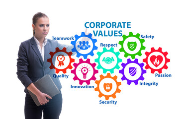 Businesswoman in the corporate values concept