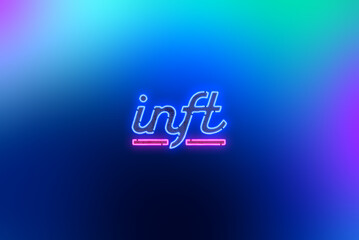 inft - intelligent nonfungible token, neon inscription in smoke. modern digital art concept.
